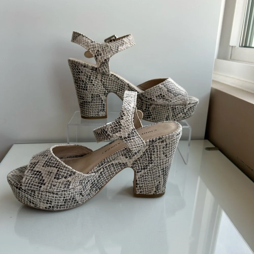 Chinese Laundry Snake Print Platform Heels